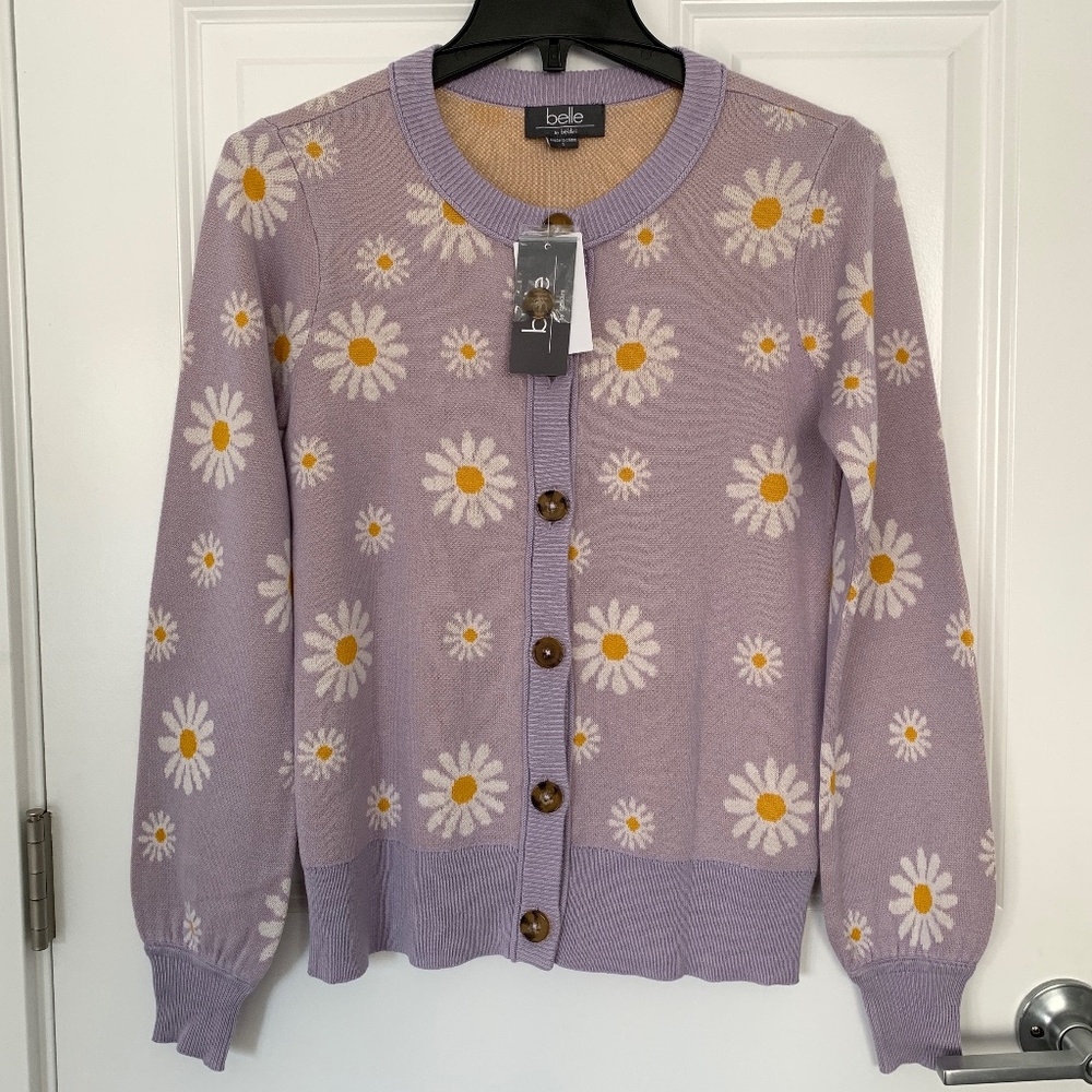 Belle by Belldini Lilac/Purple Floral Cardigan Vintage inspired